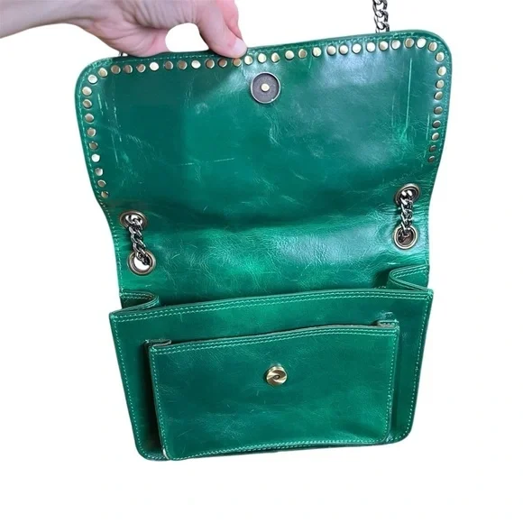 Patricia Nash Discovery Green Studded Merano Leather Shoulder Bag - Picture 4 of 16